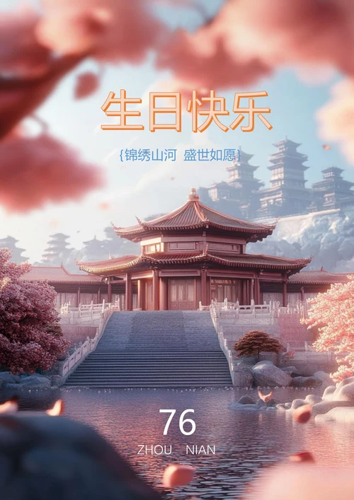 精修山河盛世如愿国庆海报