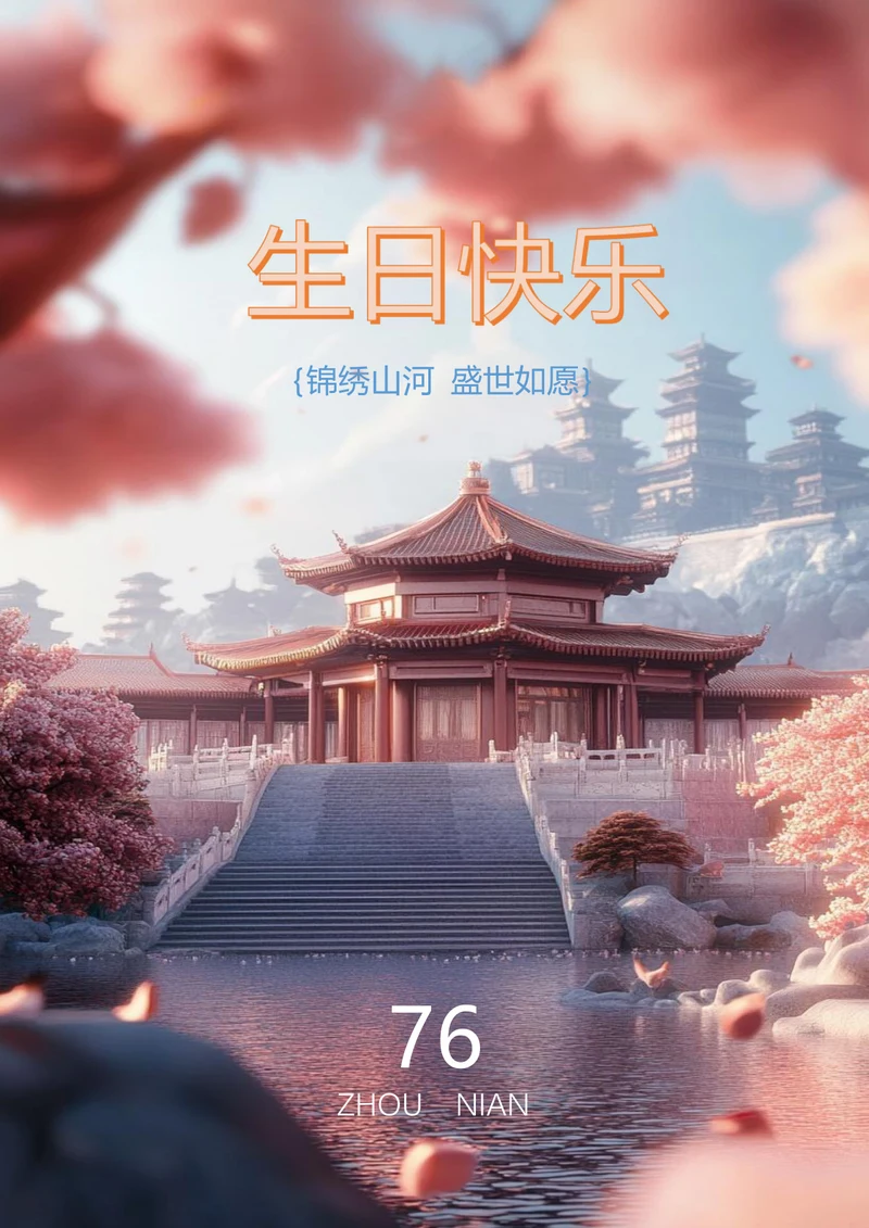 精修山河盛世如愿国庆海报
