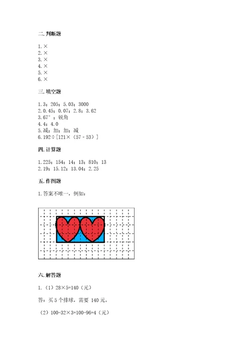 小学四年级下册数学期末测试卷含答案突破训练