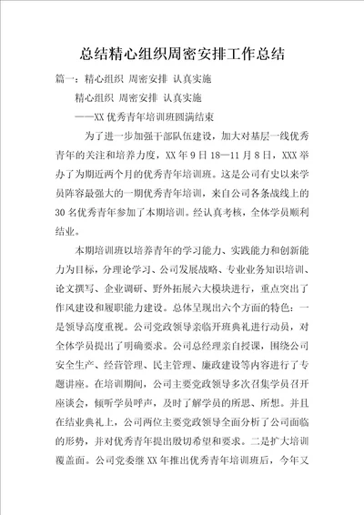 总结精心组织周密安排工作总结