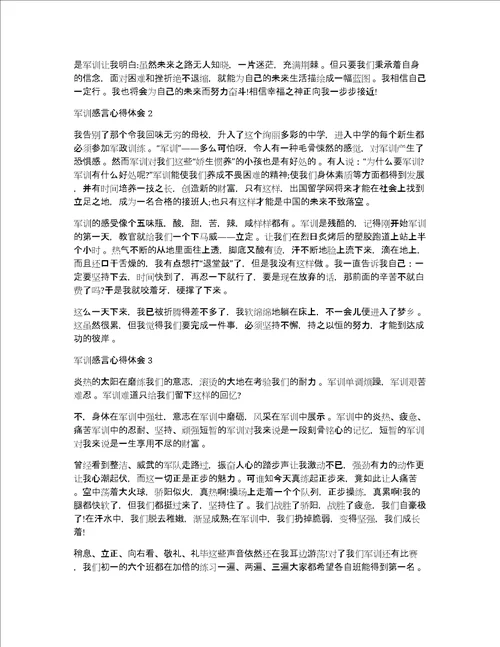 军训感言心得体会