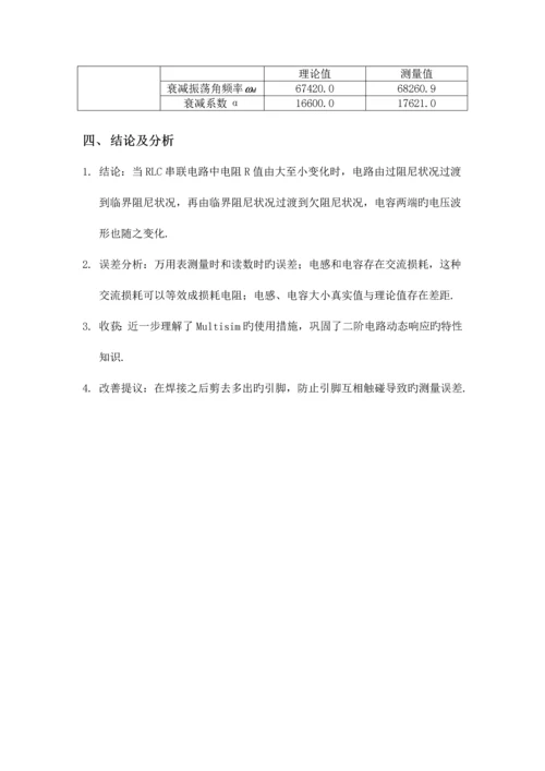 2023年二阶电路动态响应实验报告.docx