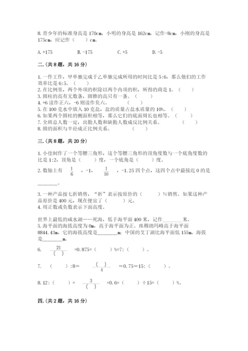 小学六年级数学摸底考试题及完整答案【历年真题】.docx
