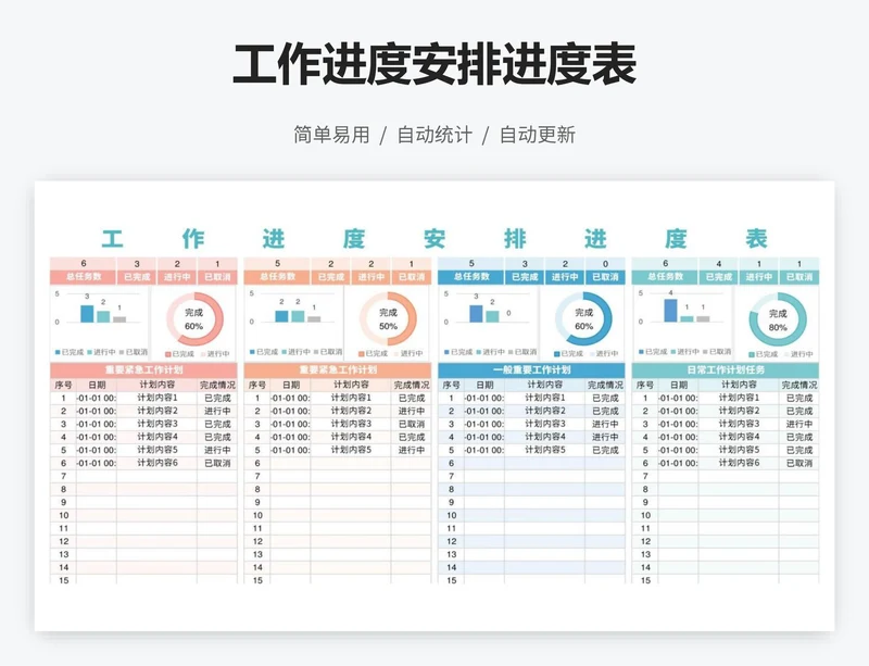 工作进度安排进度表