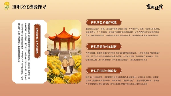 红棕色中国风重阳节主题PPT模板