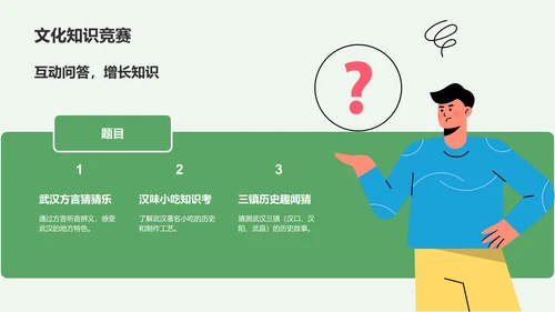 绿色摄影风武汉美食与文化体验旅行计划PPT模板