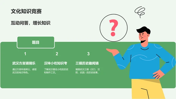 绿色摄影风武汉美食与文化体验旅行计划PPT模板