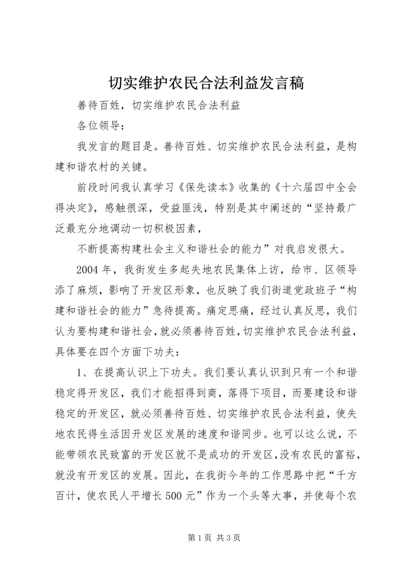 切实维护农民合法利益发言稿 (4).docx