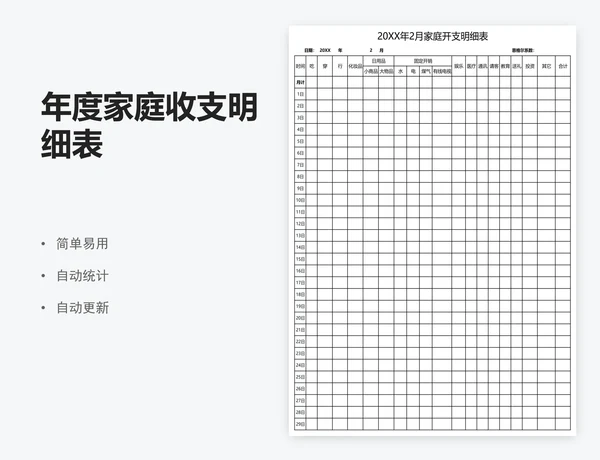 年度家庭收支明细表