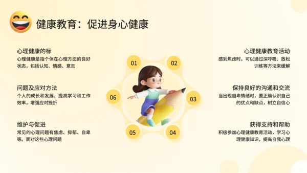黄色3D风情绪管理与健康教育PPT