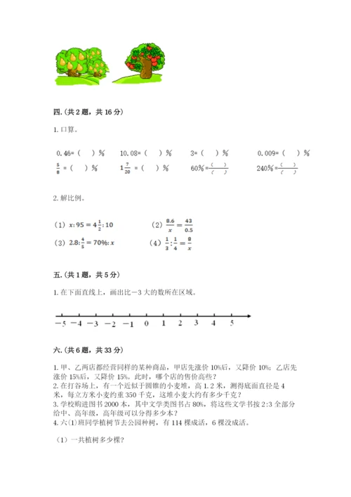 人教版六年级数学下学期期末测试题含完整答案（必刷）.docx