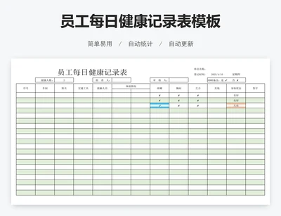 员工每日健康记录表模板