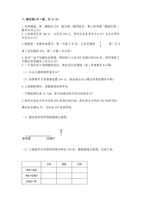 人教版六年级上册数学期末测试卷带答案（综合题）.docx