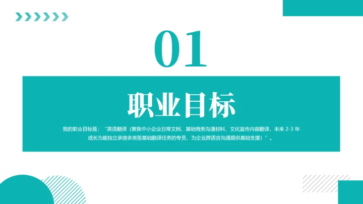 英语专业大学生职业生涯规划发展展示通用PPT模版