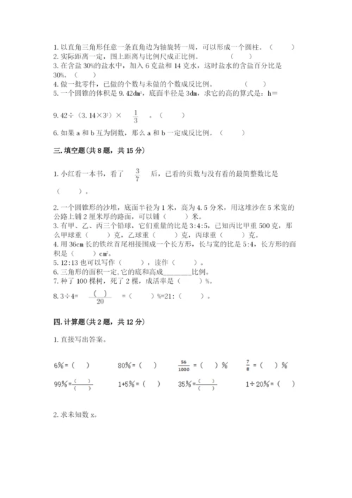 小学六年级下册数学期末测试卷含答案【培优】.docx
