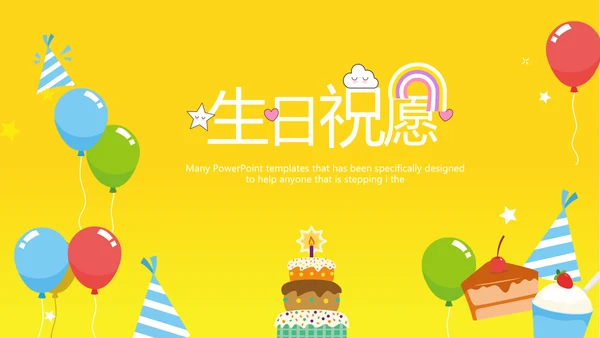 橙色生日快乐电子相册动态PPT模板