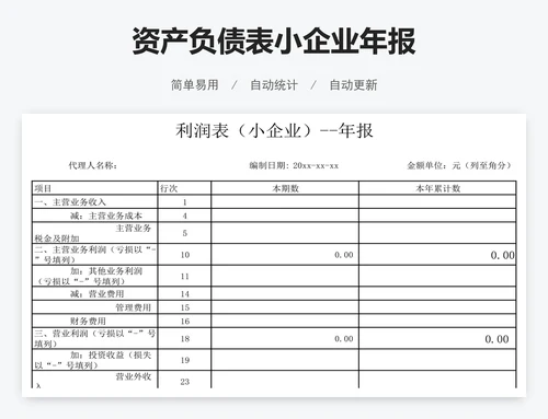 资产负债表小企业年报