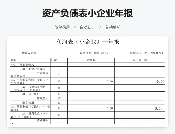 资产负债表小企业年报