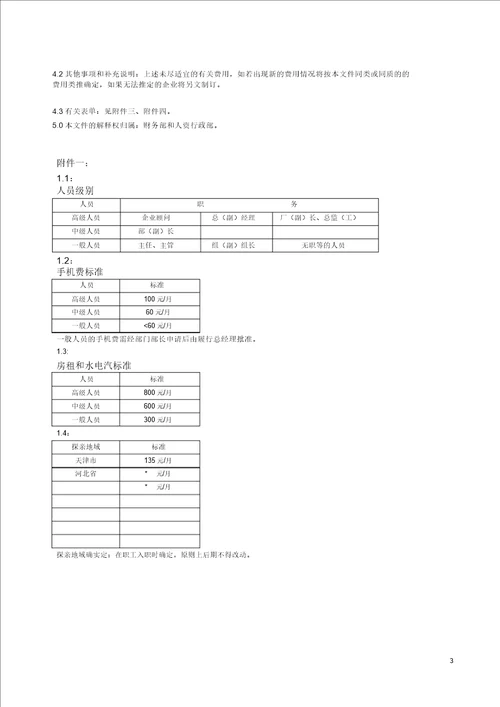 相关费用管理规定