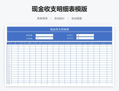 现金收支明细表模版