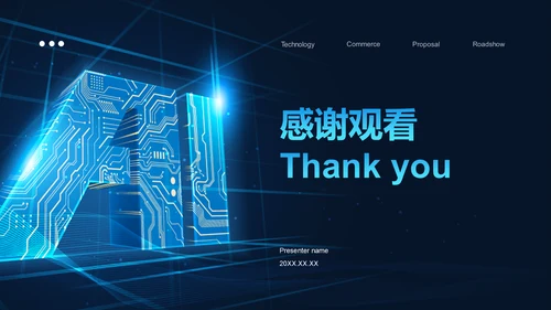 蓝色科技风商业计划书创业路演PPT模板