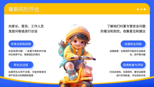 蓝色3D风暑期夏令营安全预案与管理规范PPT