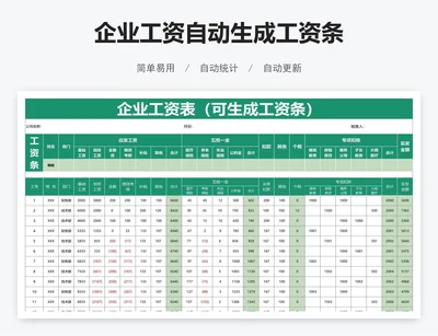 企业工资自动生成工资条