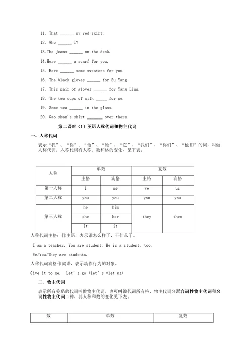 七年级英语语法知识点总结复习