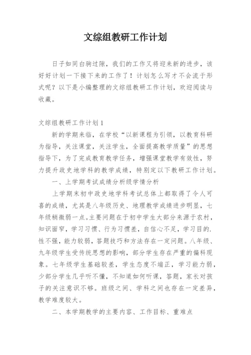 文综组教研工作计划.docx