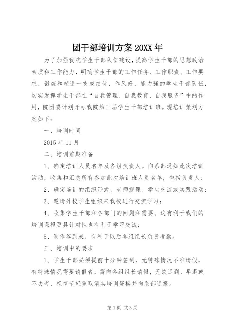 团干部培训方案某年.docx