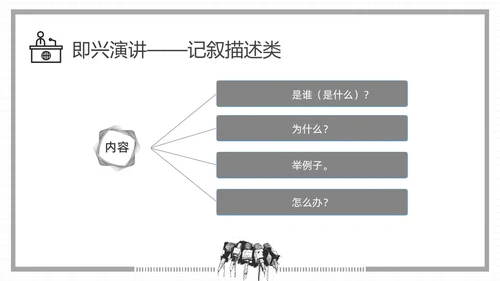 黑白插画即兴演讲能力培训PPT课件自我管理