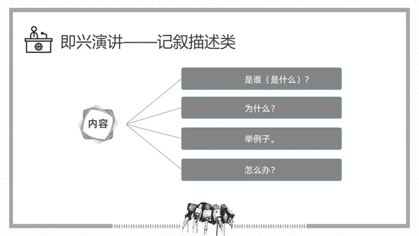 黑白插画即兴演讲能力培训PPT课件自我管理