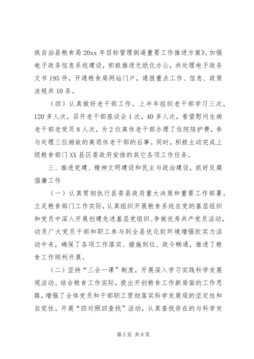 粮食局上半年工作总结及下半年工作安排.docx