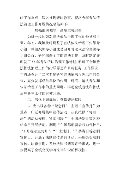 乡镇年度普法依法治理的工作总结