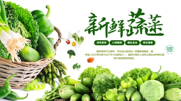 绿色有机新鲜蔬菜宣传策划通用PPT模板