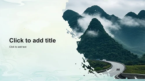 绿色摄影风桂林山水旅行攻略PPT主题