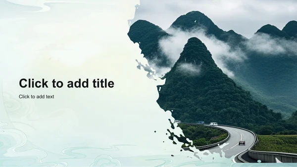 绿色摄影风桂林山水旅行攻略PPT主题