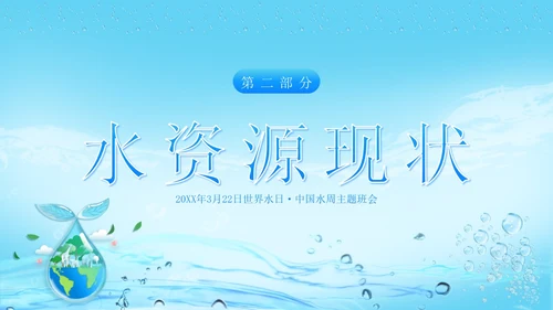 世界水日节约用水珍爱地球主题班会PPT课件