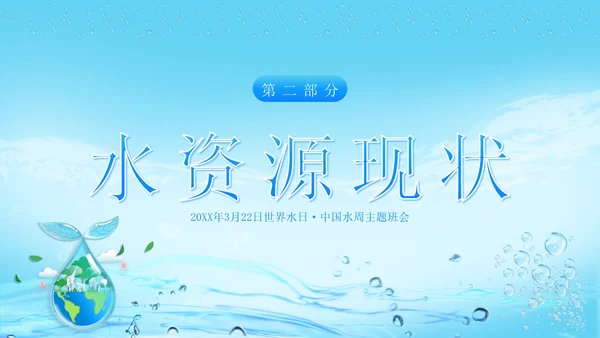 世界水日节约用水珍爱地球主题班会PPT课件