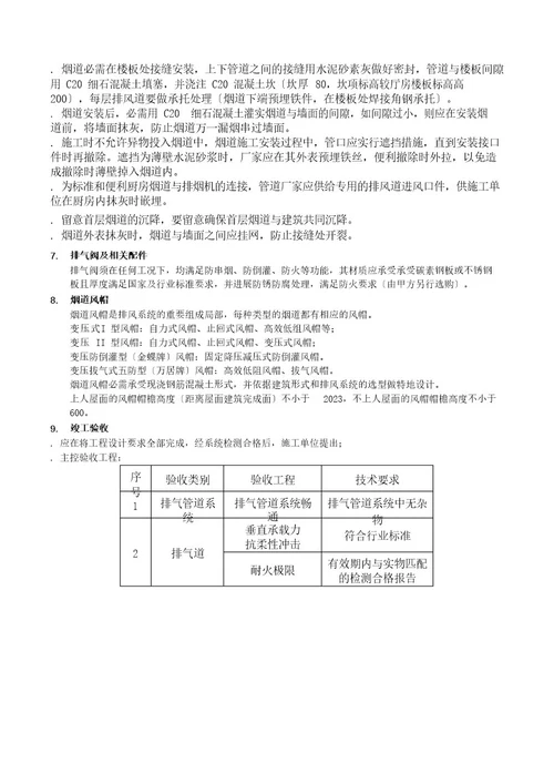 住宅厨房烟道排气系统技术标准与质量要求