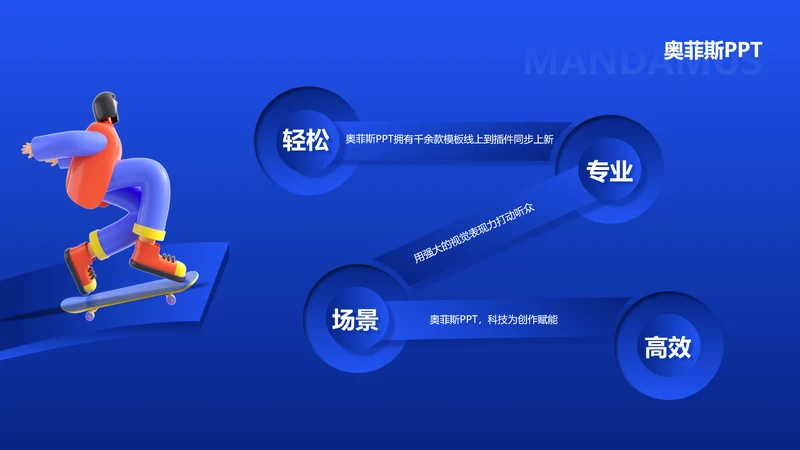 蓝色通用并列循环关系4项PPT