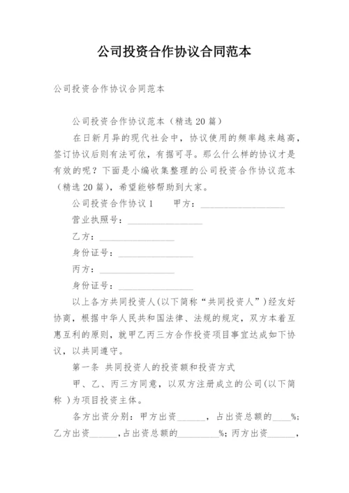 公司投资合作协议合同范本.docx