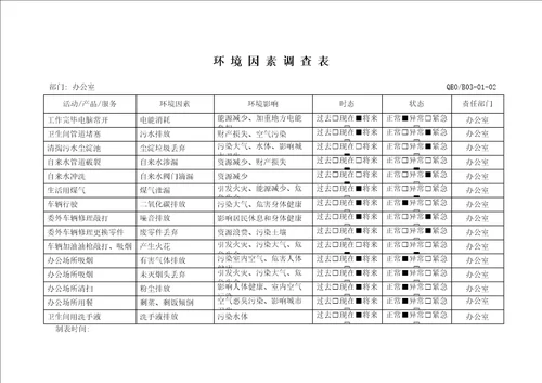 环境因素调查表已填内容