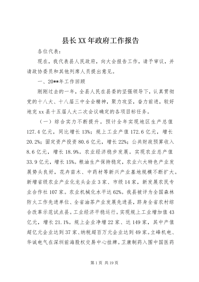 县长XX年政府工作报告.docx