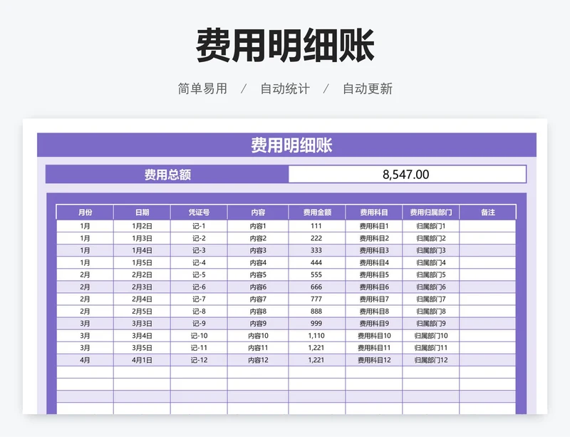 费用明细账