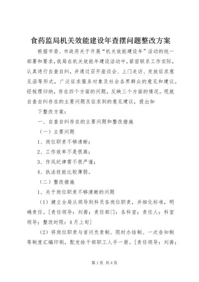 食药监局机关效能建设年查摆问题整改方案 (2).docx