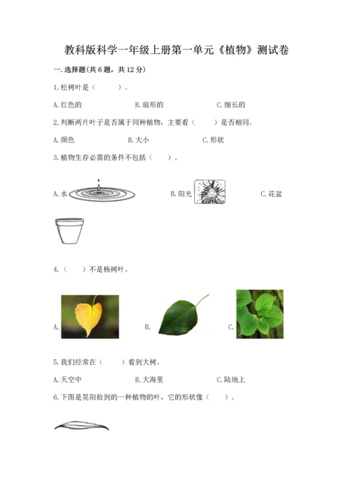 教科版科学一年级上册第一单元《植物》测试卷带答案（综合题）.docx