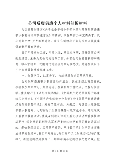 公司反腐倡廉个人材料剖析材料.docx