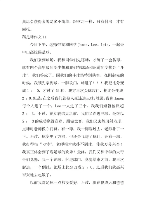 踢足球作文12篇