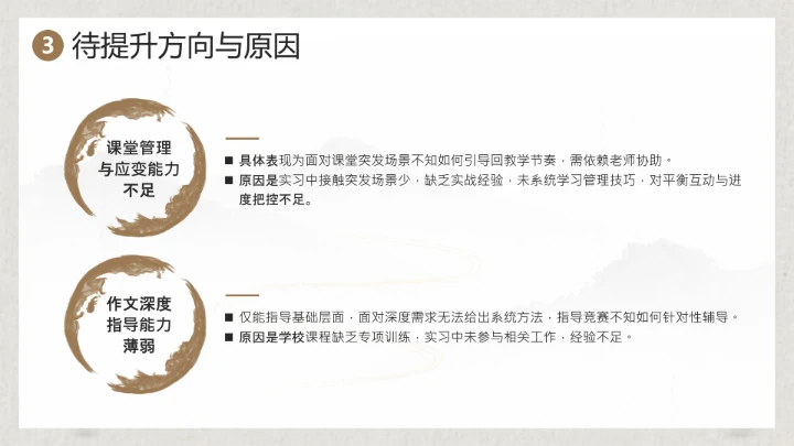 棕色水墨风汉语言文学专业大学生职业生涯规划发展展示PPT模版